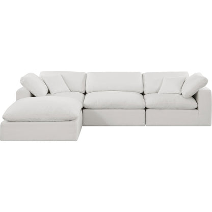 Comfy Cream Linen Textured Fabric Modular Sectional