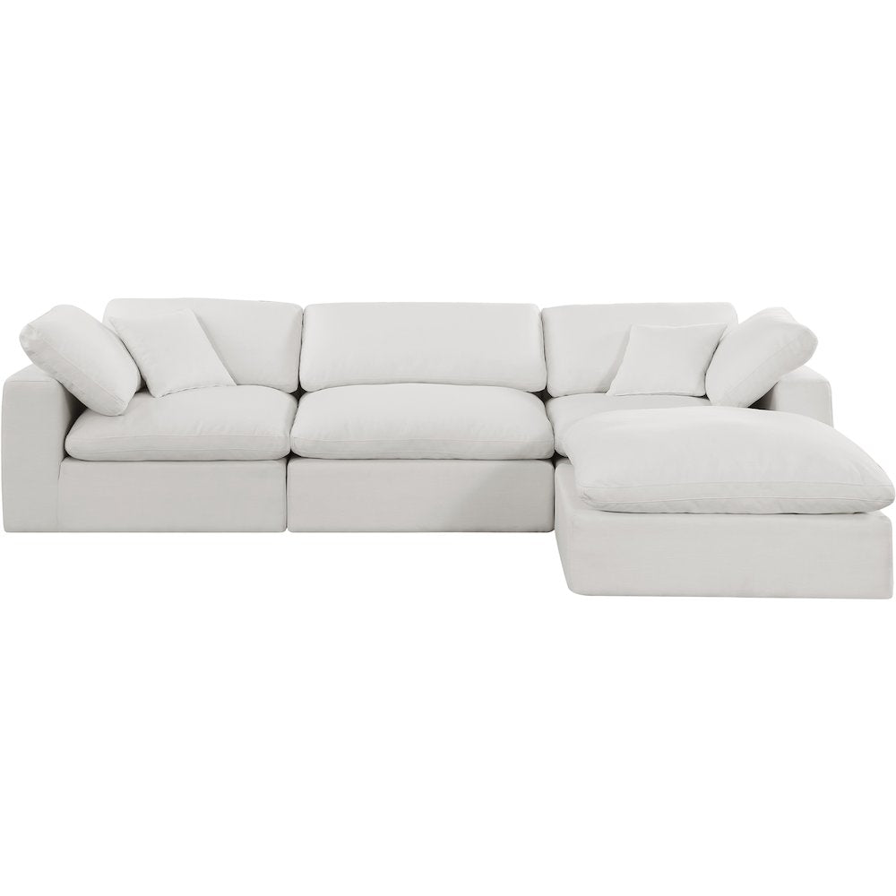 Comfy Cream Linen Textured Fabric Modular Sectional