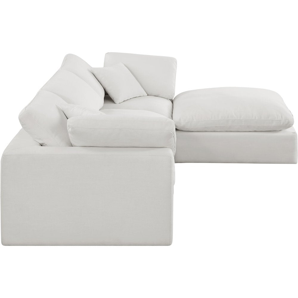 Comfy Cream Linen Textured Fabric Modular Sectional