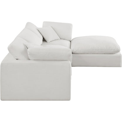 Comfy Cream Linen Textured Fabric Modular Sectional