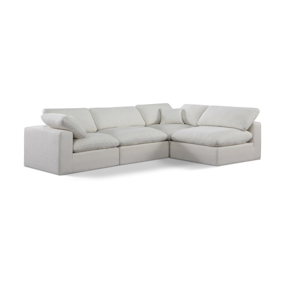 Comfy Cream Linen Textured Fabric Modular Sectional