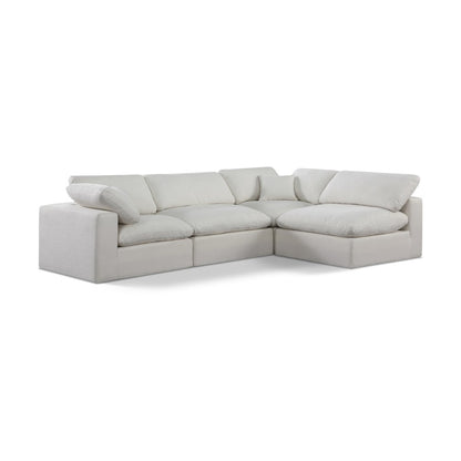 Comfy Cream Linen Textured Fabric Modular Sectional