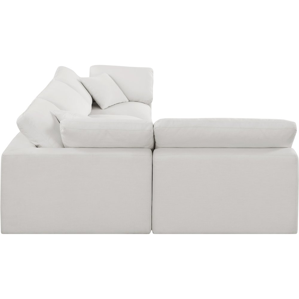 Comfy Cream Linen Textured Fabric Modular Sectional