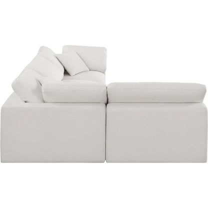 Comfy Cream Linen Textured Fabric Modular Sectional