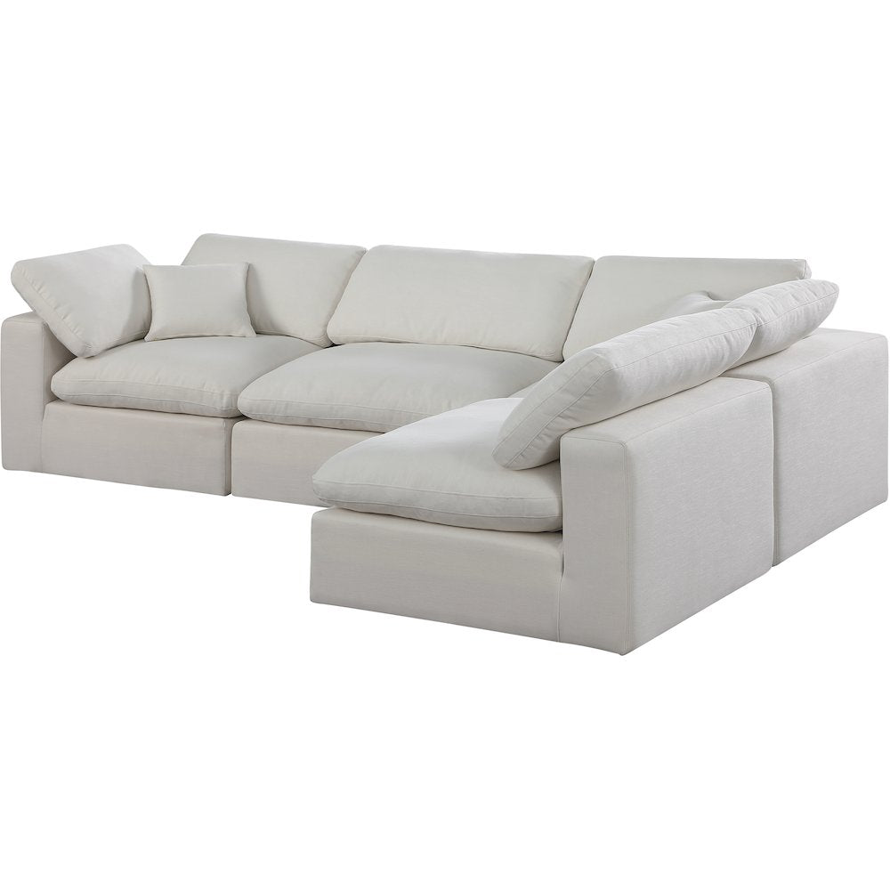 Comfy Cream Linen Textured Fabric Modular Sectional