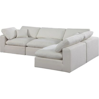 Comfy Cream Linen Textured Fabric Modular Sectional