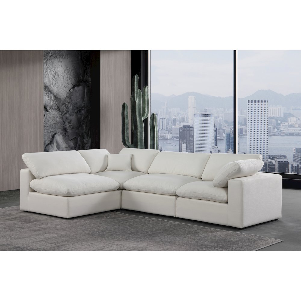 Comfy Cream Linen Textured Fabric Modular Sectional