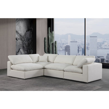 Comfy Cream Linen Textured Fabric Modular Sectional
