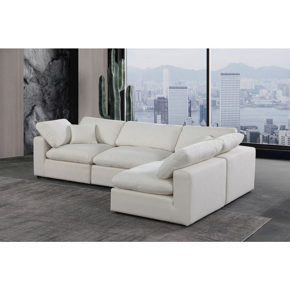 Comfy Cream Linen Textured Fabric Modular Sectional