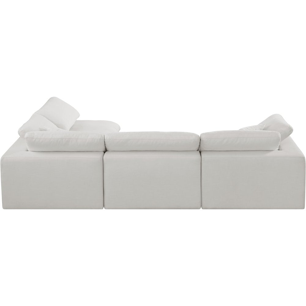 Comfy Cream Linen Textured Fabric Modular Sectional