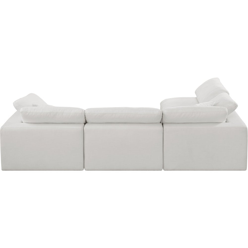 Comfy Cream Linen Textured Fabric Modular Sectional
