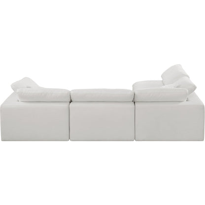 Comfy Cream Linen Textured Fabric Modular Sectional