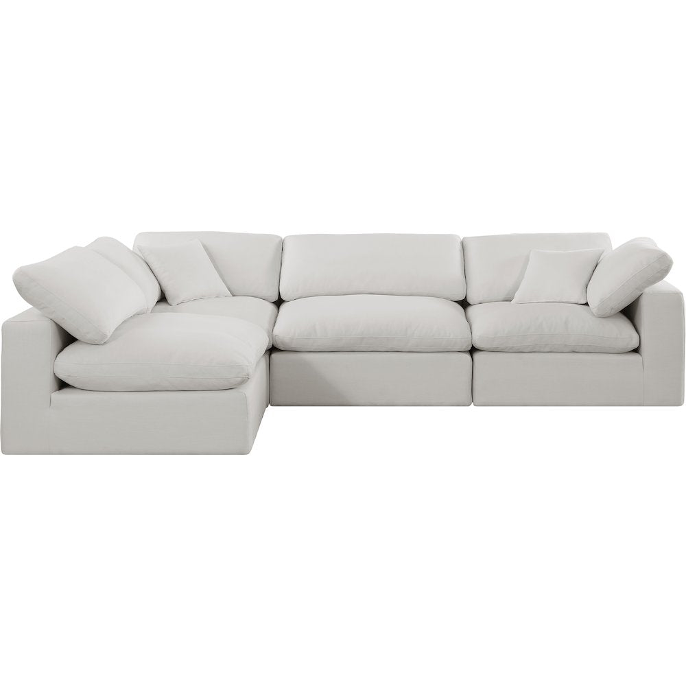 Comfy Cream Linen Textured Fabric Modular Sectional