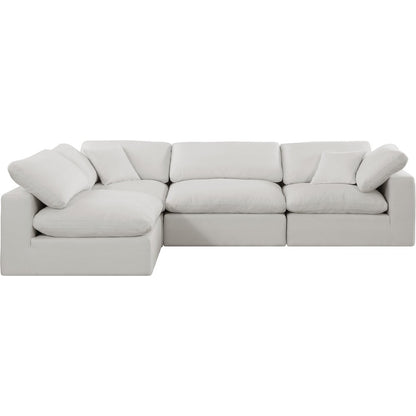 Comfy Cream Linen Textured Fabric Modular Sectional