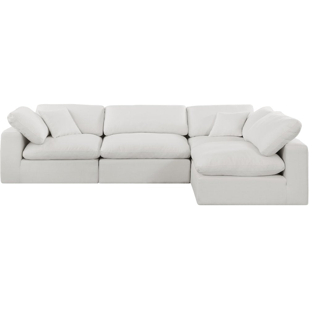 Comfy Cream Linen Textured Fabric Modular Sectional