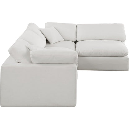 Comfy Cream Linen Textured Fabric Modular Sectional