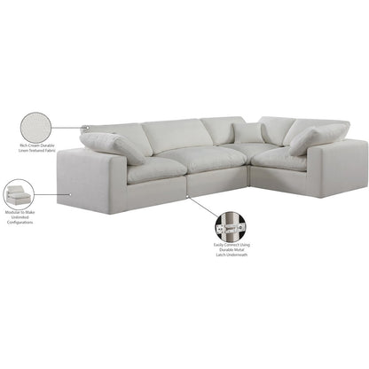 Comfy Cream Linen Textured Fabric Modular Sectional