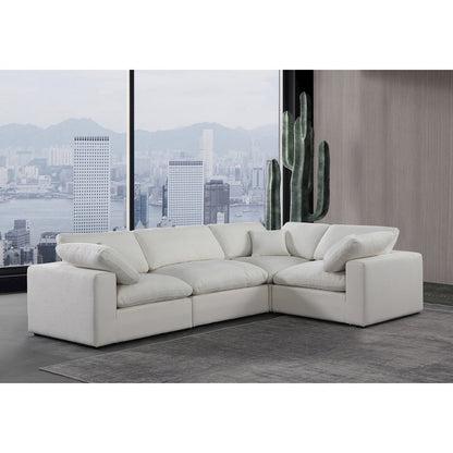 Comfy Cream Linen Textured Fabric Modular Sectional