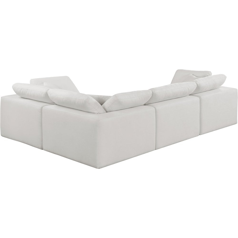 Comfy Cream Linen Textured Fabric Modular Sectional