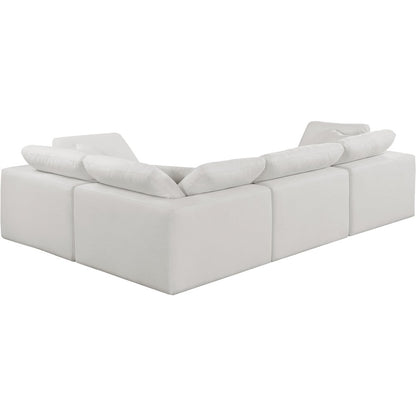 Comfy Cream Linen Textured Fabric Modular Sectional