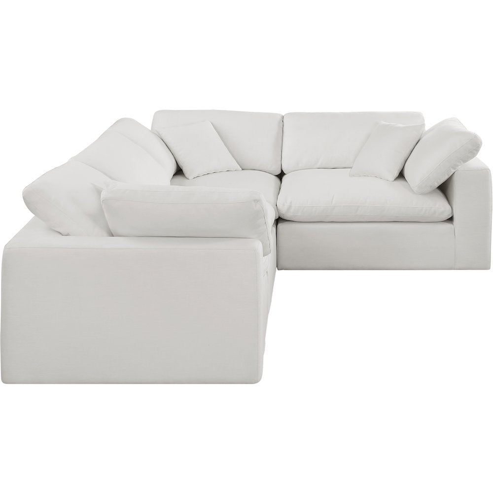 Comfy Cream Linen Textured Fabric Modular Sectional