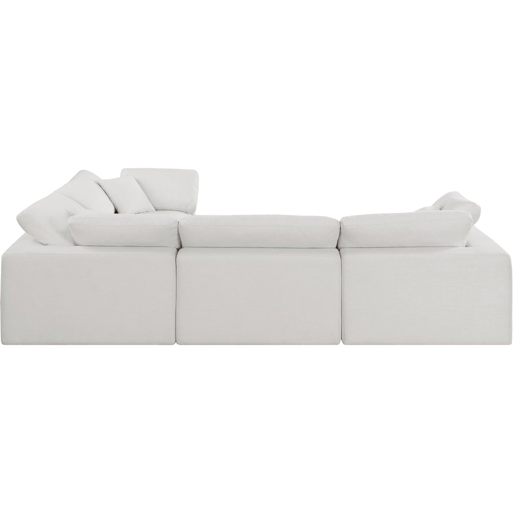 Comfy Cream Linen Textured Fabric Modular Sectional
