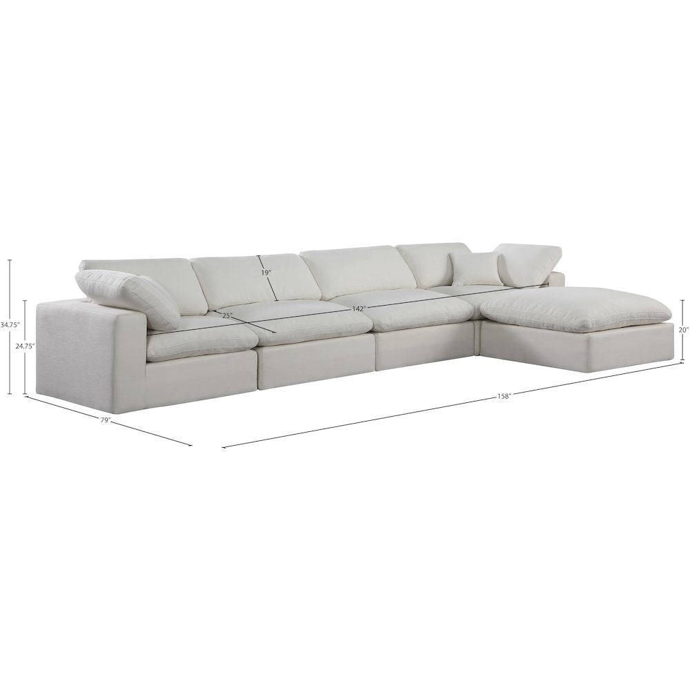 Comfy Cream Linen Textured Fabric Modular Sectional