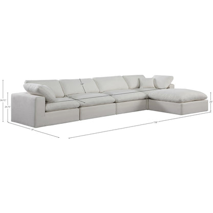 Comfy Cream Linen Textured Fabric Modular Sectional