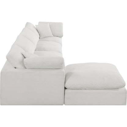 Comfy Cream Linen Textured Fabric Modular Sectional