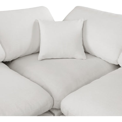 Comfy Cream Linen Textured Fabric Modular Sectional