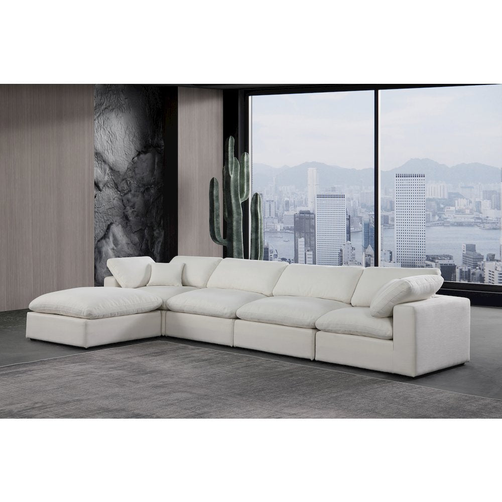 Comfy Cream Linen Textured Fabric Modular Sectional