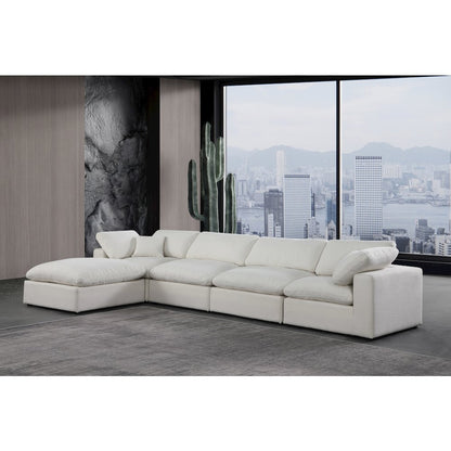 Comfy Cream Linen Textured Fabric Modular Sectional