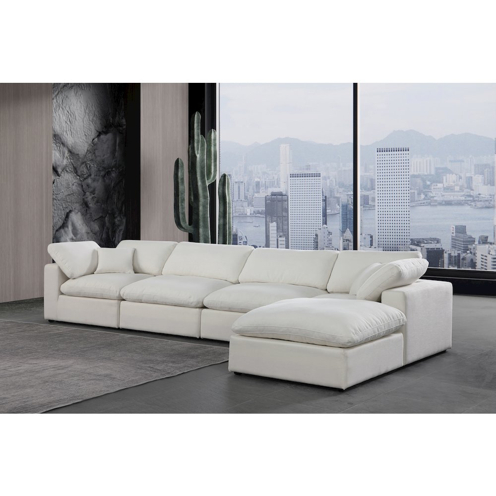 Comfy Cream Linen Textured Fabric Modular Sectional