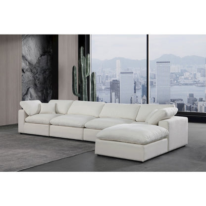 Comfy Cream Linen Textured Fabric Modular Sectional