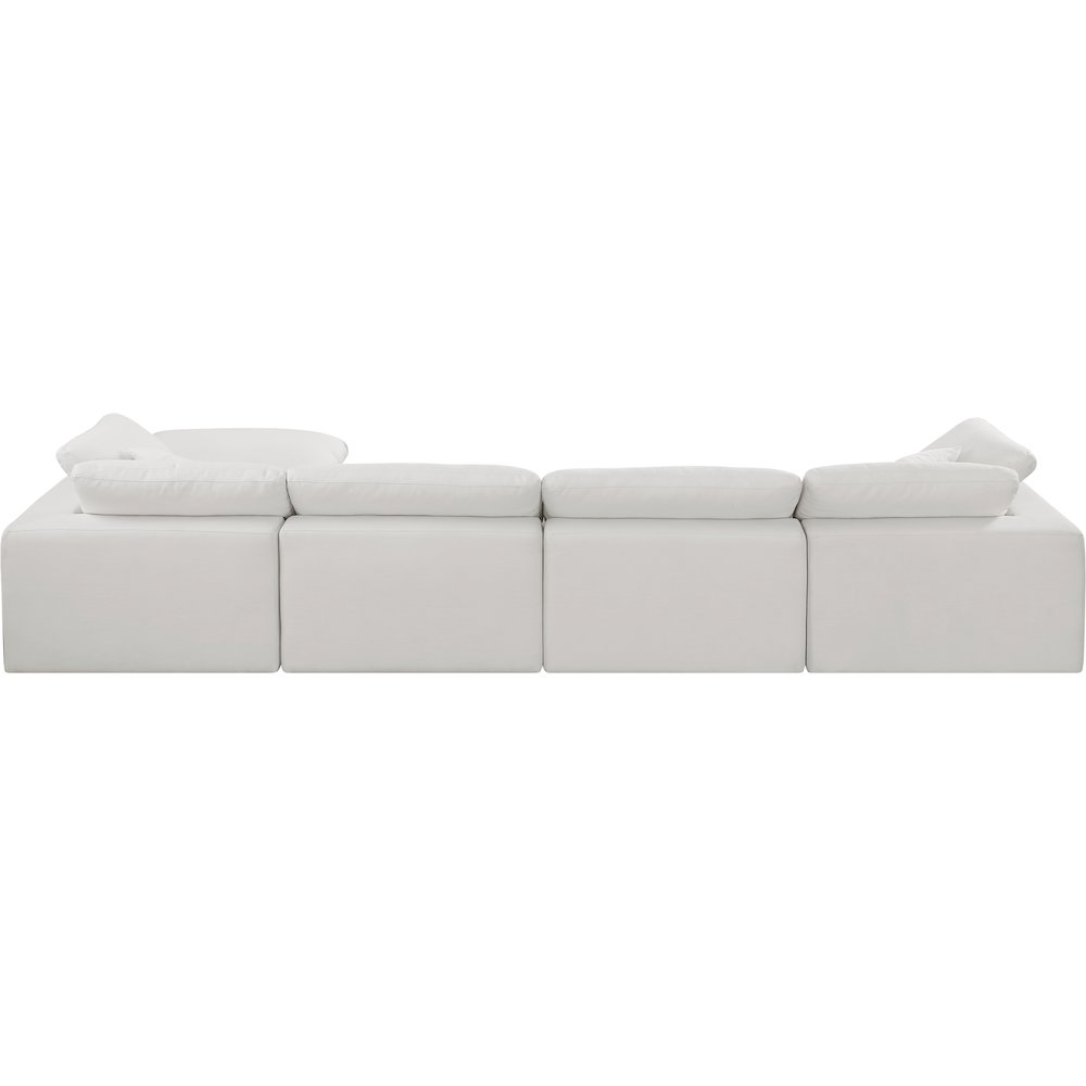 Comfy Cream Linen Textured Fabric Modular Sectional