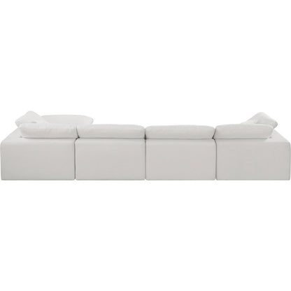 Comfy Cream Linen Textured Fabric Modular Sectional