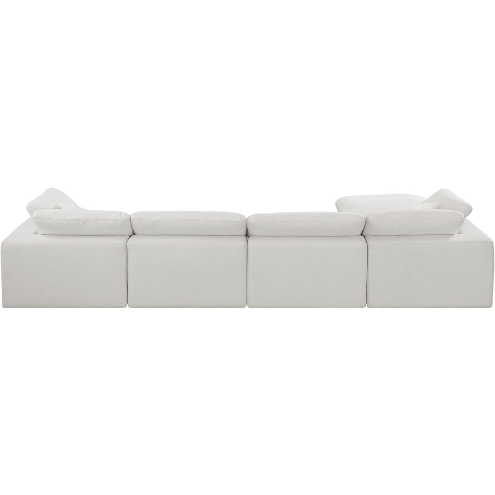 Comfy Cream Linen Textured Fabric Modular Sectional