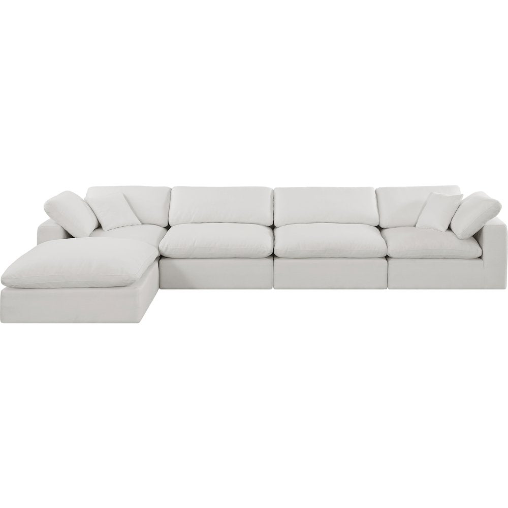 Comfy Cream Linen Textured Fabric Modular Sectional