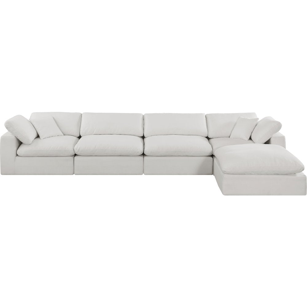 Comfy Cream Linen Textured Fabric Modular Sectional