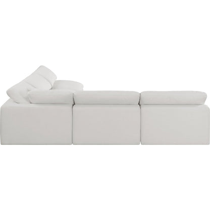Comfy Cream Linen Textured Fabric Modular Sectional
