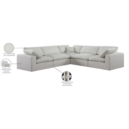 Comfy Cream Linen Textured Fabric Modular Sectional