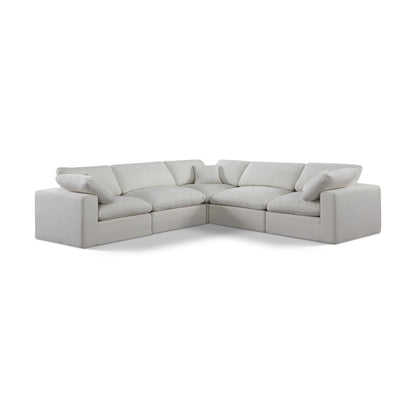 Comfy Cream Linen Textured Fabric Modular Sectional