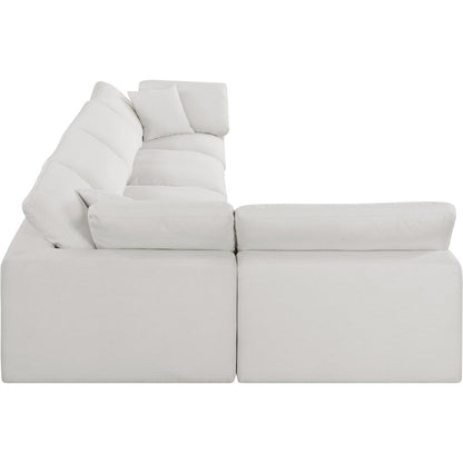 Comfy Cream Linen Textured Fabric Modular Sectional