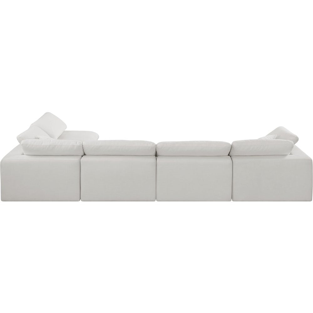 Comfy Cream Linen Textured Fabric Modular Sectional