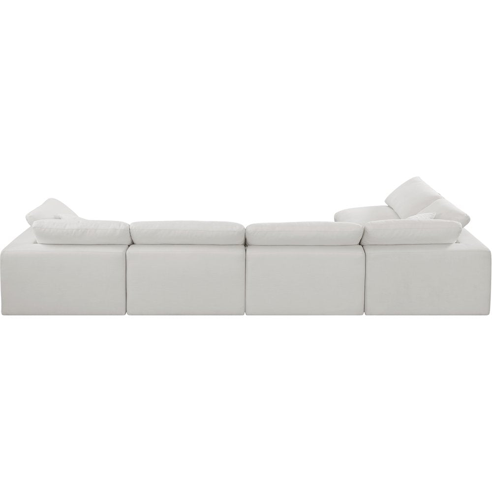 Comfy Cream Linen Textured Fabric Modular Sectional