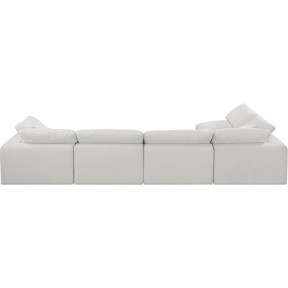 Comfy Cream Linen Textured Fabric Modular Sectional