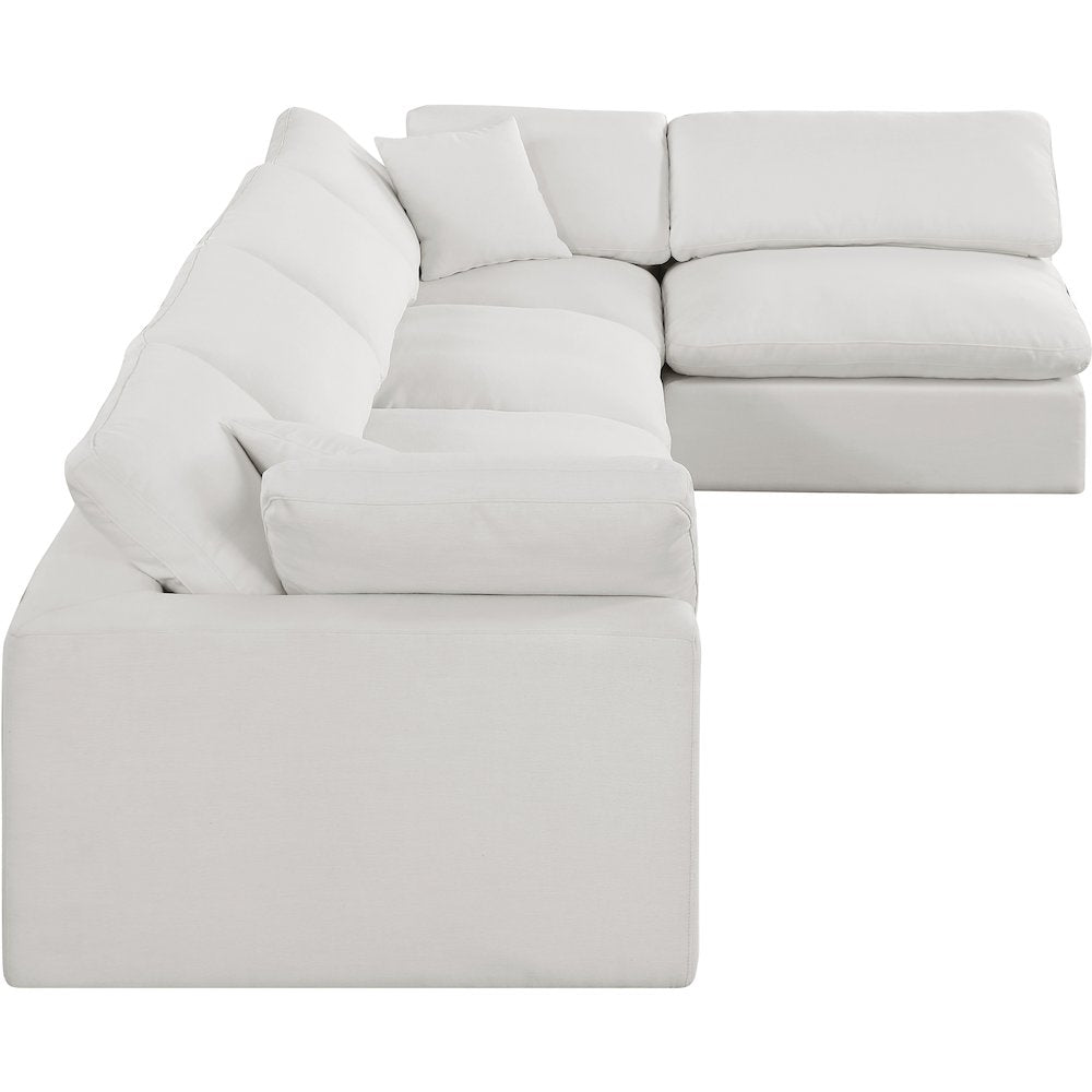 Comfy Cream Linen Textured Fabric Modular Sectional