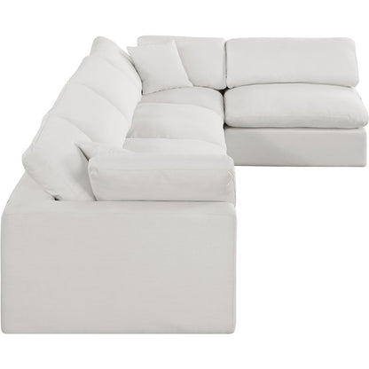 Comfy Cream Linen Textured Fabric Modular Sectional
