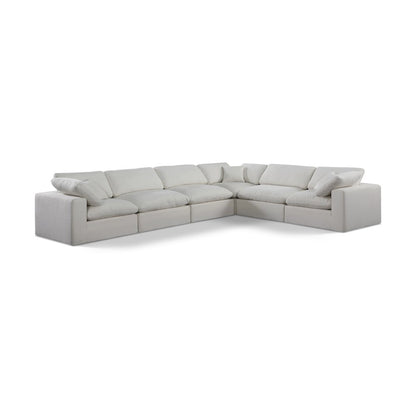 Comfy Cream Linen Textured Fabric Modular Sectional