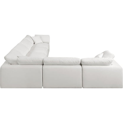 Comfy Cream Linen Textured Fabric Modular Sectional